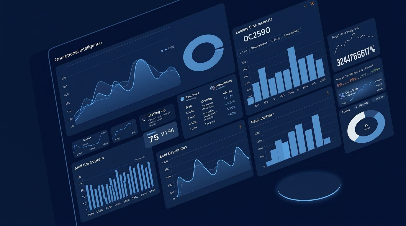 Real-time operational intelligence dashboard consolidating multi-outlet metrics